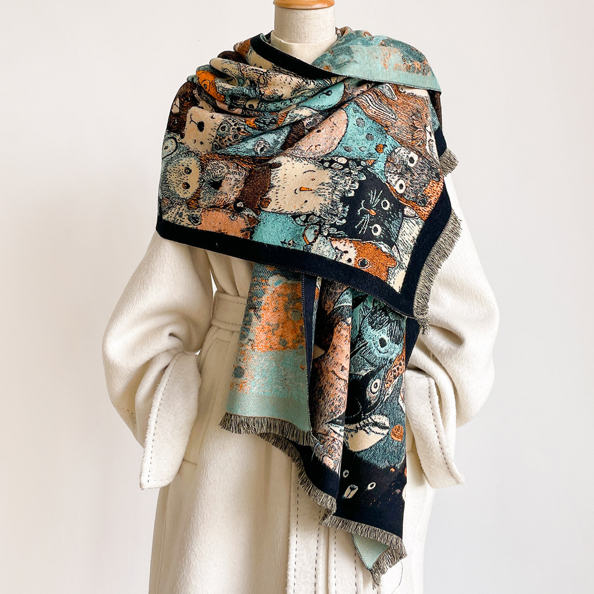 Women Imitation Cashmere Scarf - Woven Scarf Blanket 评论和价格